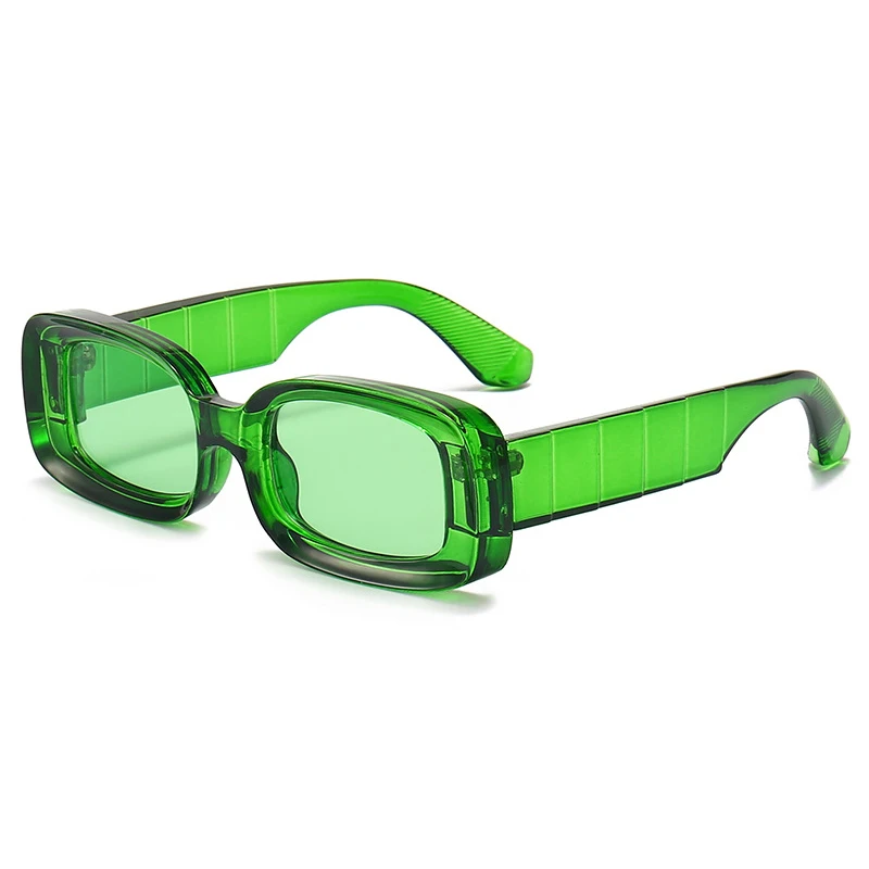 Vintage Blue Rectangle Sunglasses Women 2025 Brand Designer Decor