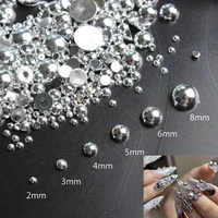 Mix 3D Nail Art Punk Silver Pearl Shape Gothic Design Luxury Charms Manicure Tips Rhinestones Decoration 2