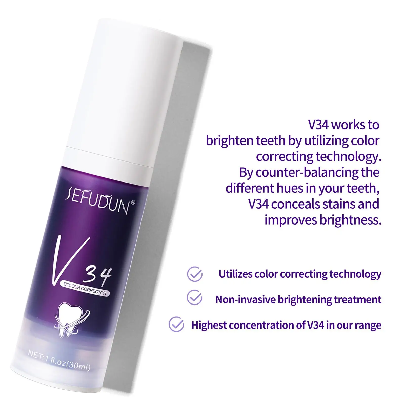 V34 Teeth Whitening Toothpaste Bright White Cleaning Stains Melanin