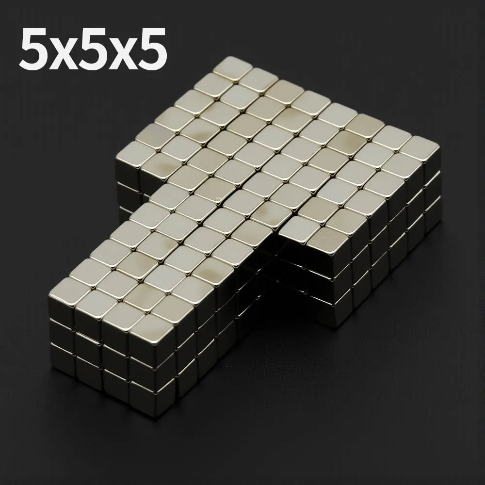 แม่เหล็กนีโอไดเมียมทรงพลังขนาด 5x5x5 มม. N35 NdFeB แม่เหล็กถาวร บล็อกแม่เหล็กแรงสูงพิเศษ แม่เหล็กติดตู้เย็น สำหรับงาน DIY 1