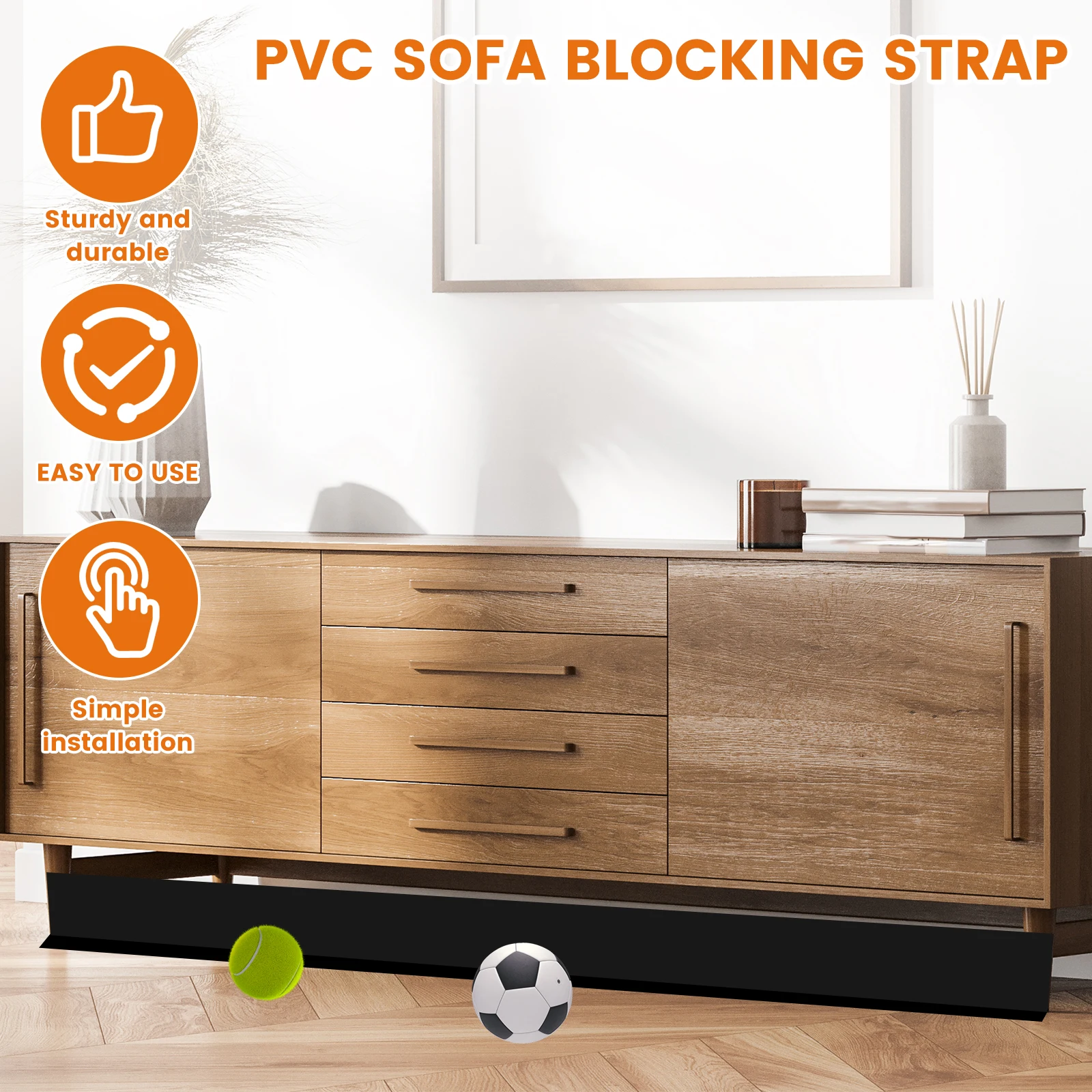 PVC Under Sofa Blocker Black Clear Cuttable Gap Bumper