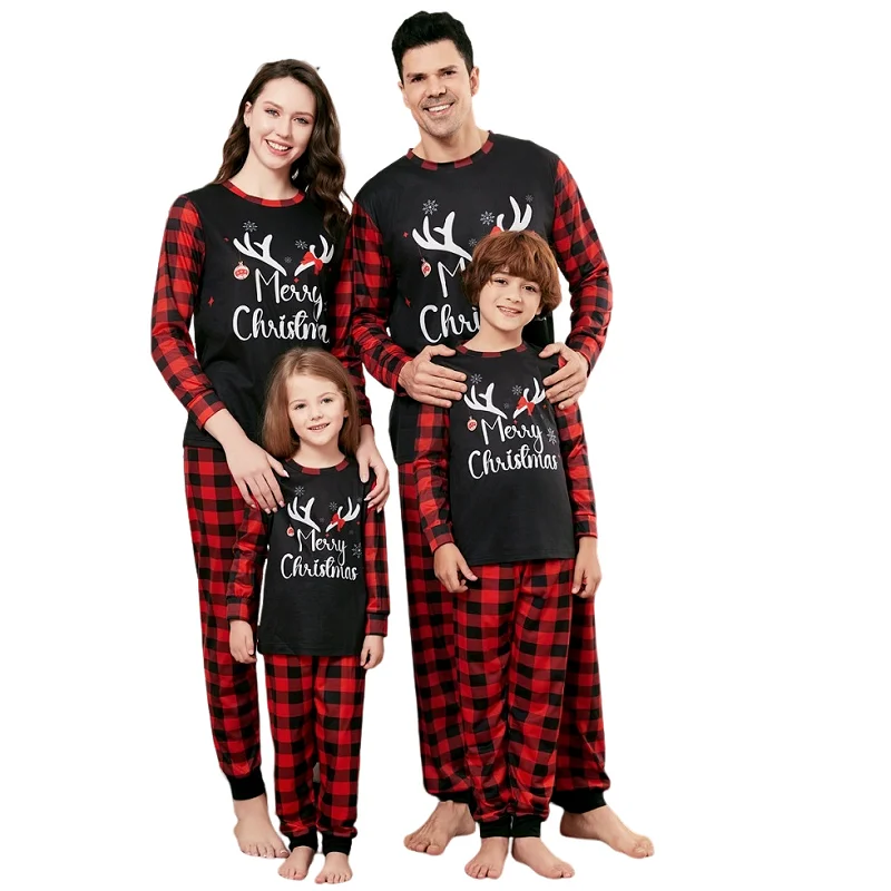 thumbnail image 1 of 2025 Christmas Family Matching Pajamas Merry Xmas Deer Print Kid Baby Outfits Tops+Pants 2PCS Xmas Sleepwear Pyjamas Dog Clothes, 1 of 4