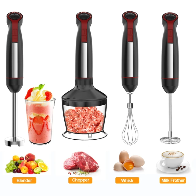 Stainless Steel Hand Blender 5 Adjustable Speed Handheld Blenders  Detachable with Whisk Mixing Cup Chopper Bowl Kitchen Gadgets - AliExpress