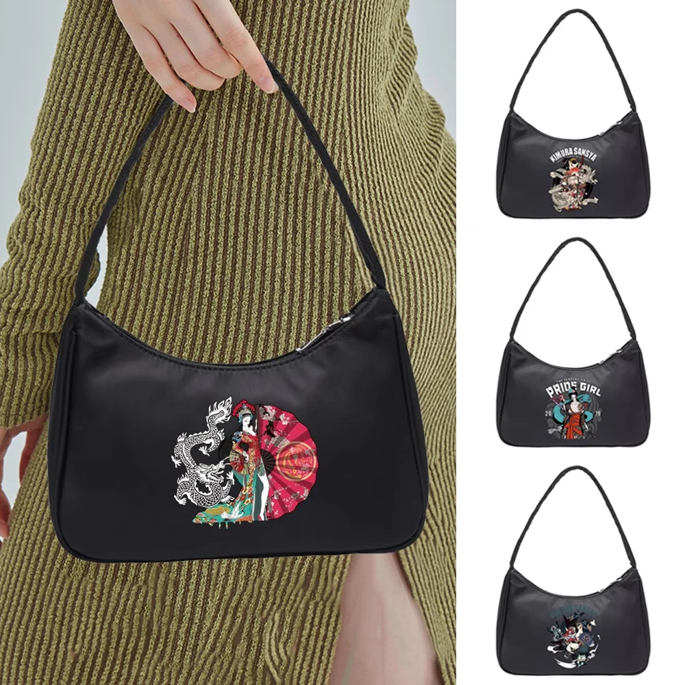

Women Underarm Bag Ladies Samurai Print Handbags Fashion Design Small Shoulder Bags Shopping All-match Clutch Tote Pouch Purse