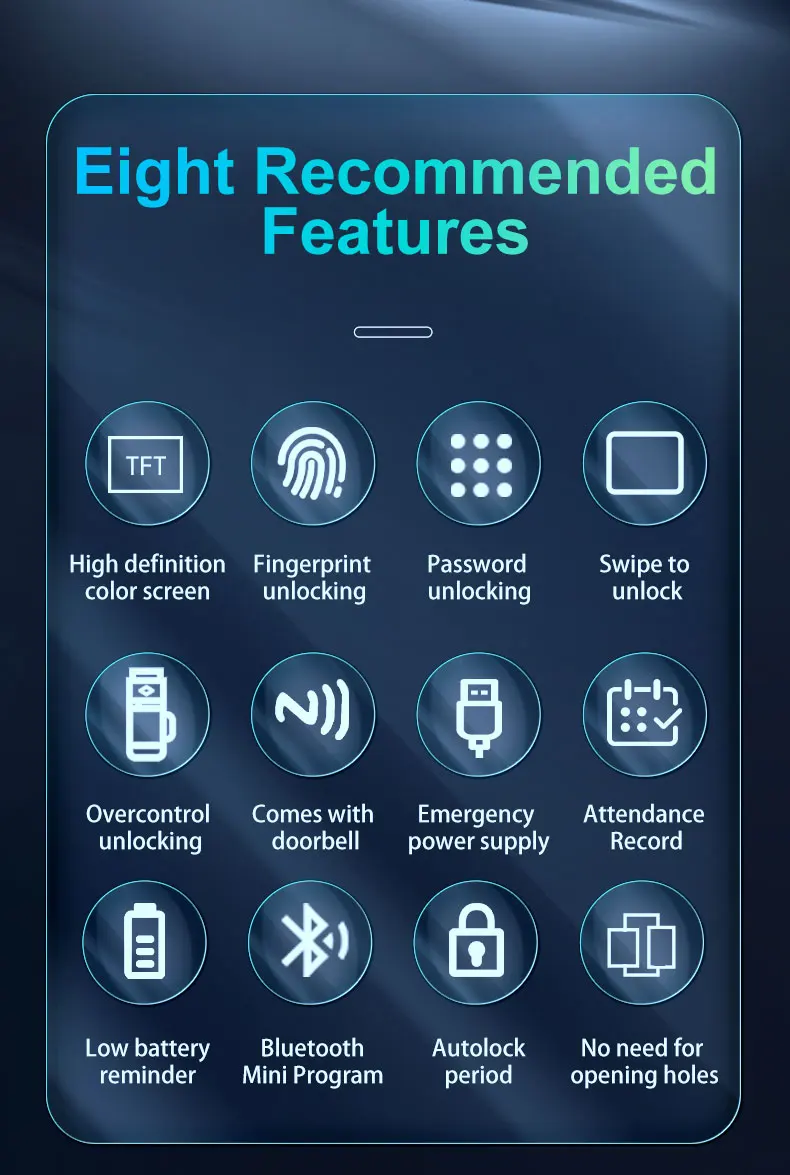 Smart Phone Hahalock APP Fingerprint Lock Bluetooth Glass Sliding Door Smart Loc