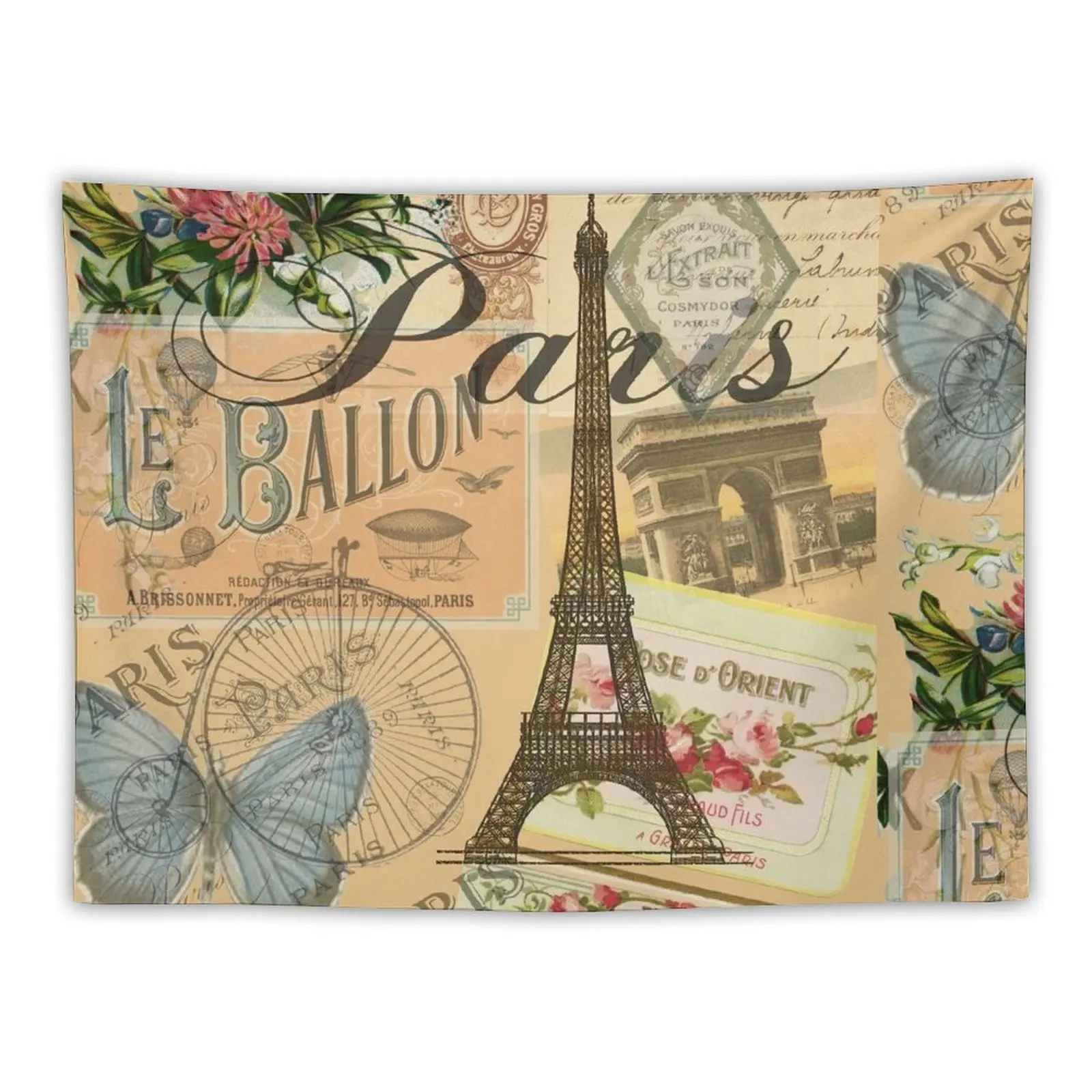 

French Paris Vintage Collage France Europe Travel Tapestry Home Decorators Home Decoration Tapestry