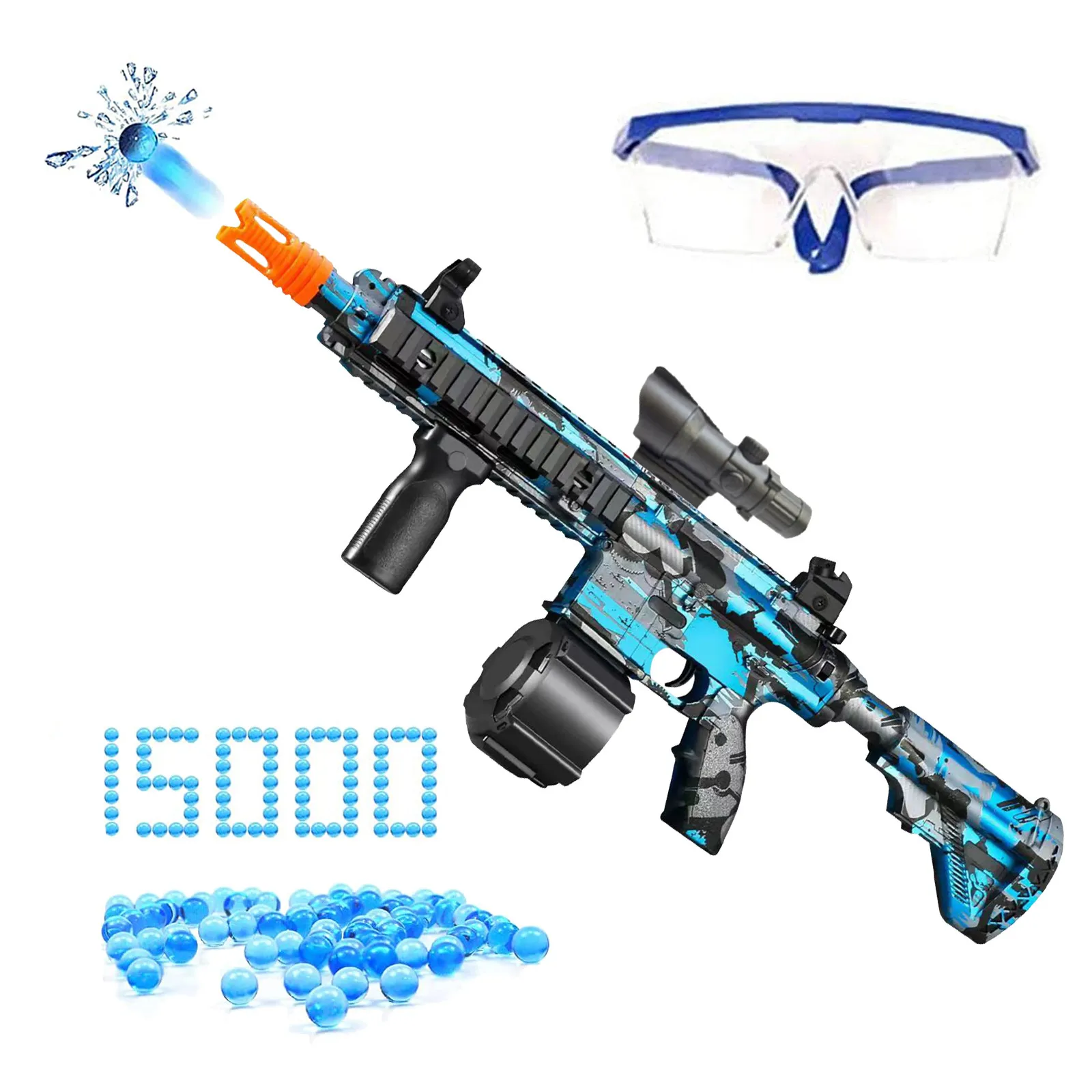 

New M416 Manual & Electric Splatter Gun 2-in-1 Gel Ball Blaster With 15000 Eco-Friendly Water Beads Goggles For Outdoor Toys