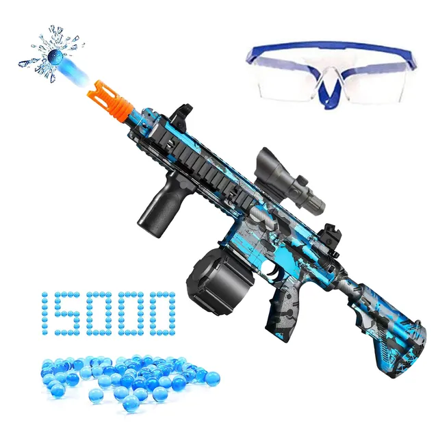 New M416 Manual & Electric Splatter Gun 2-in-1 Gel Ball Blaster With 15000 Eco-Friendly Water Beads Goggles For Outdoor Toys 1