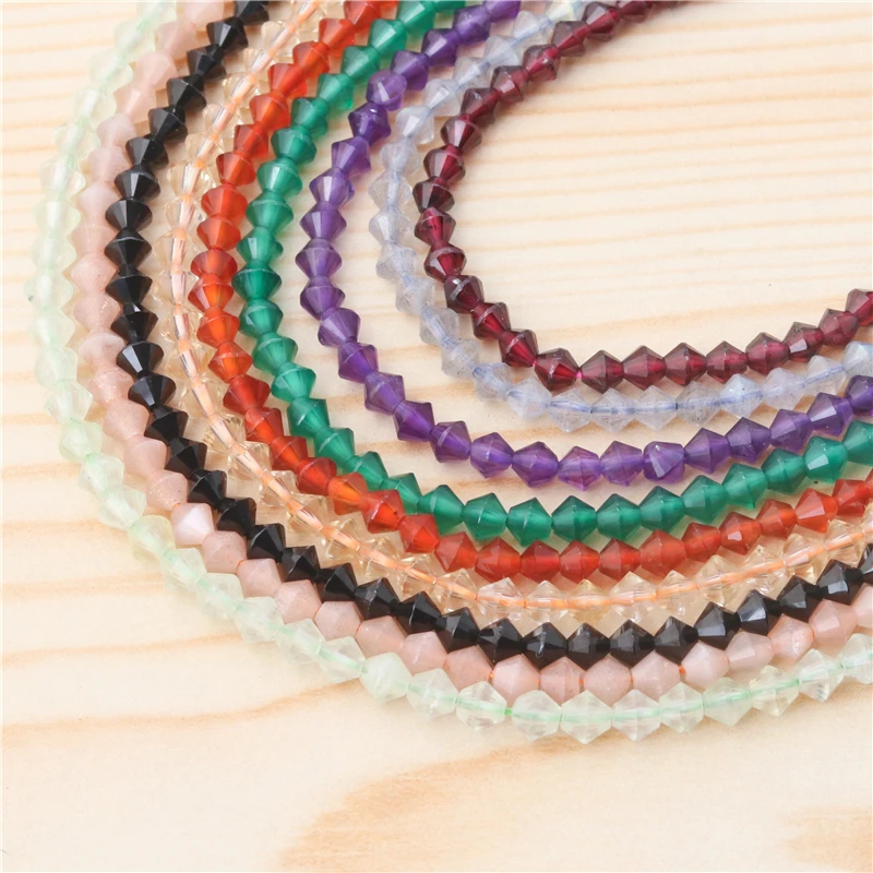 Sunstone Amethyst Citrine Garnet Labradorite Agate Natural Stone Faceted Rhombus Beads Size 4MM For Jewelry Making Diy Bracelet