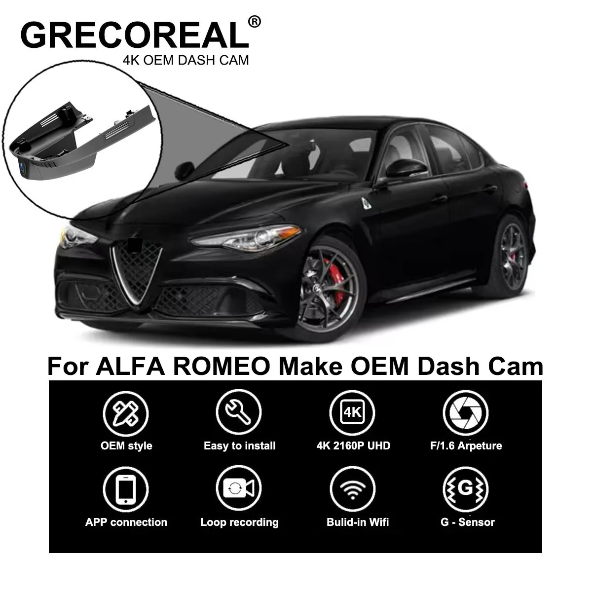 Per Alfa Romeo Stelvio Giulia Dash Cam Dashcam Car Dash Camera 4K Wifi Anteriore E Posteriore Oem Plug Play Auto Automatic Car Dvr