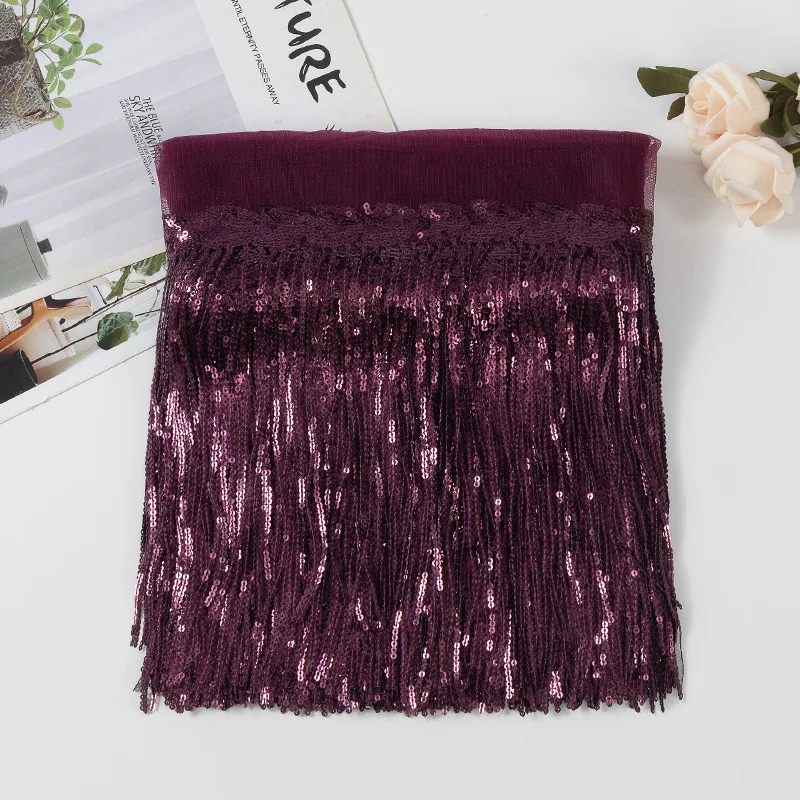 Suede Tassel Velvet Trim with Rivet and Diamond Fringe for DIY Garment Decoration