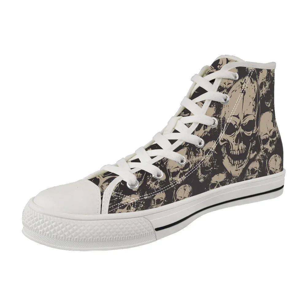 Men's Vulcanized Shoes Classic Superstar High Top Canvas Shoes Gothic Skull Print Men Flats Sneakers Chaussure Homme
