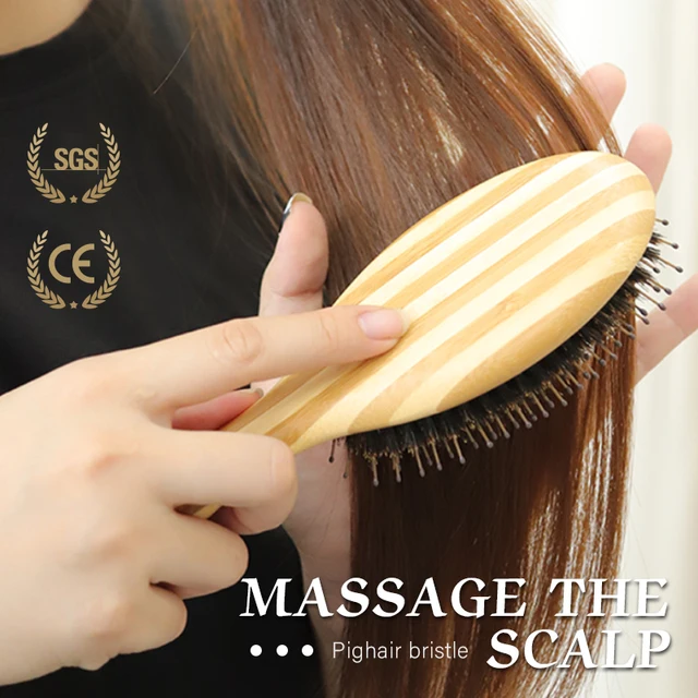BOOMSLIFE Soft Boar Bristle Hair Brush Professional Women Bamboo HairBrush Massage Bamboo Comb for Hair Beauty Care Salon Tools 3