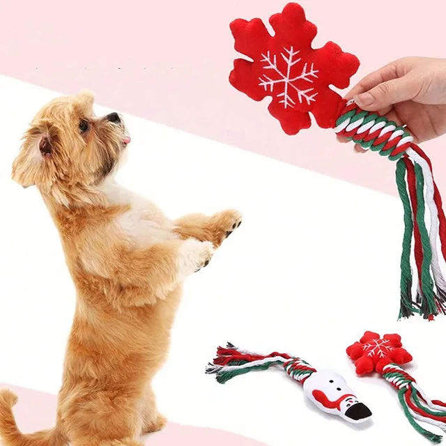 Christmas Interactive Squeaky Dog Plush Toy with Ropes Knot for Relieve Boredom Dog Chewing Plush Toy for Teeth Cleaning for Dog 6
