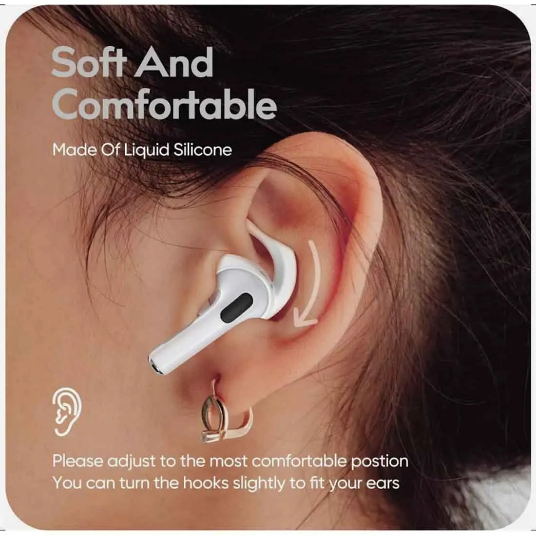 2Pairs Ear Hooks Tips for Airpods 4 Anti Slip Holders Silicone Eartips Earbuds Case Cover Triple