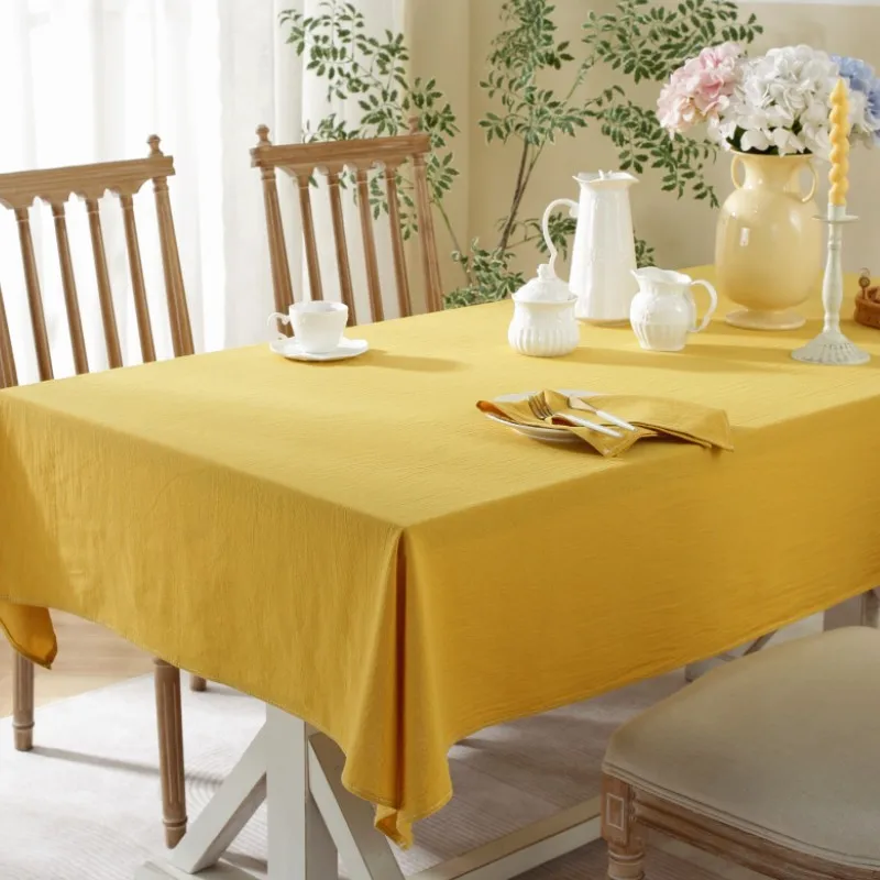 

Simple solid color washed cotton tablecloth