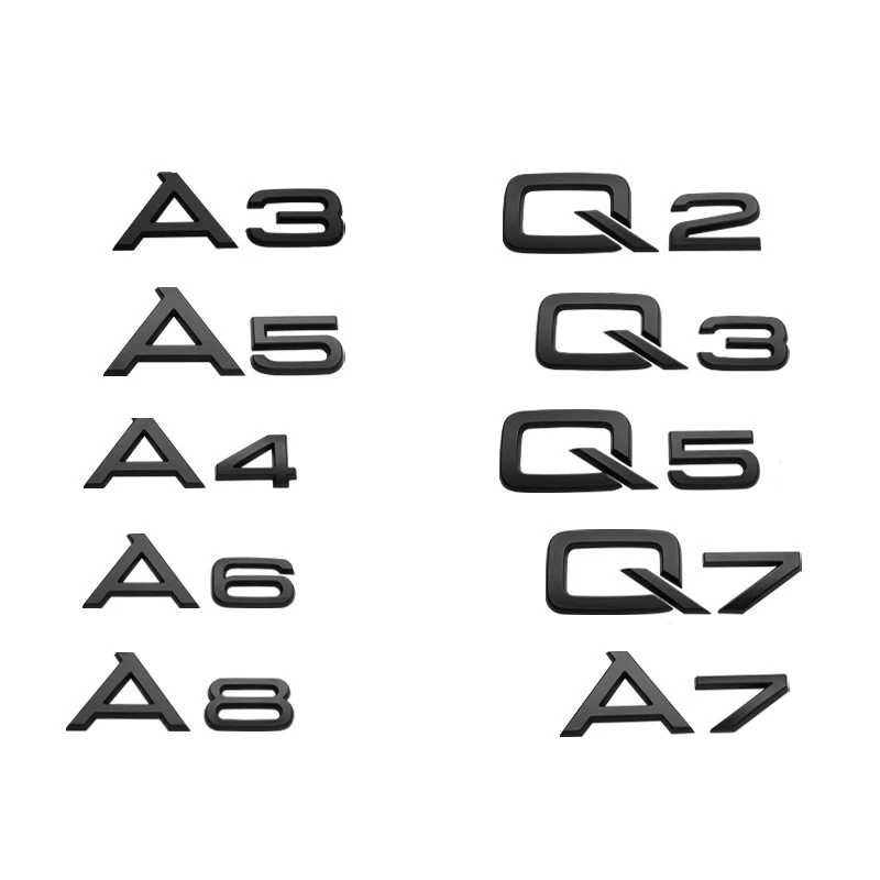 자동차 스티커 ABS 후면 트렁크 단어 로고 데칼, 아우디 A1 A3 A4 A5 A6 A7 A8 Q2 Q3 Q5 Q7 배지 엠블럼 스타일링 액세서리