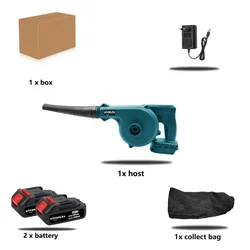 2-in-1 Cordless Electric Air Blower and Vacuum Cleaner with Leaf Dust Collector Functionality (Two small battery)