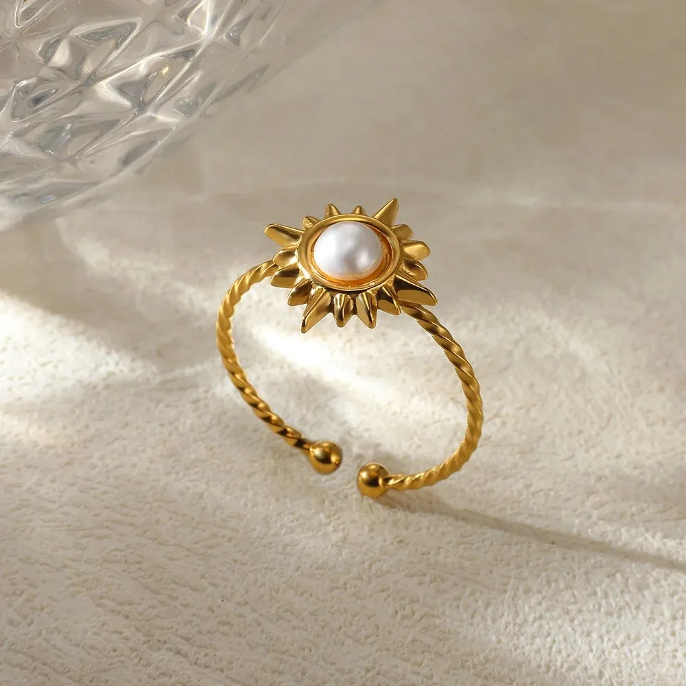 For Women Pearl Adjustable Ring Jewelry