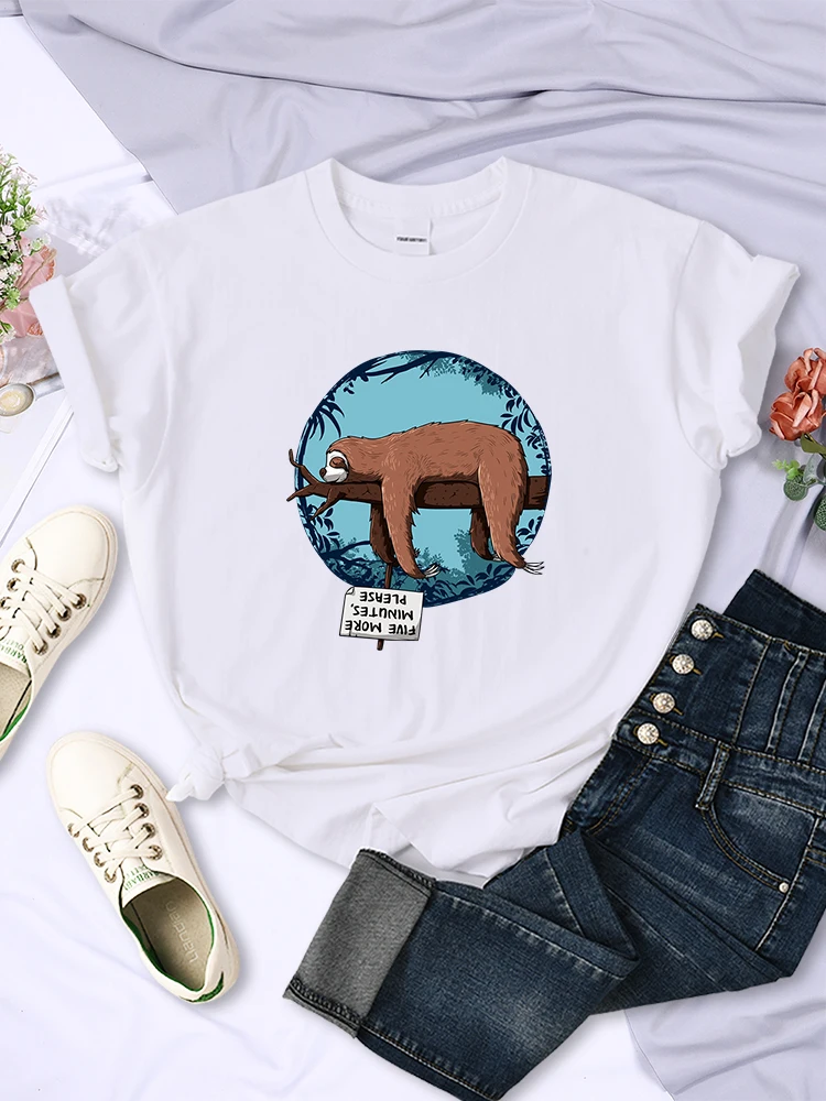 Sleeping Sloth Personality Prints Women Tee Clothing Summer Breathable Casual Tshirts Hip Hop Street Short Sleeve Female254_voghion.com