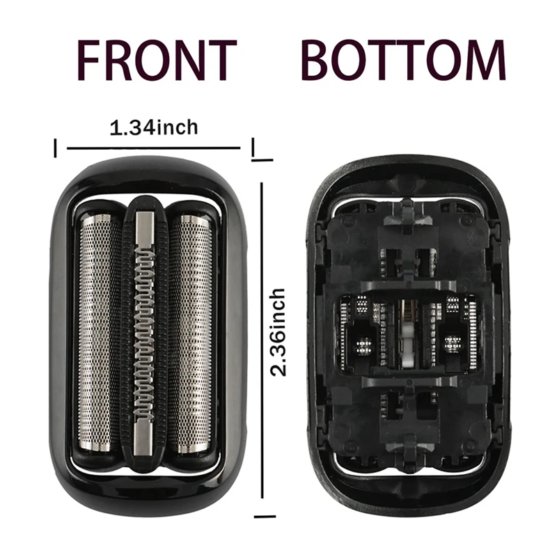 2 Pack Series 5/6 53B Replacement Head For Braun Electric Foil Shaver 5020Cs 5018S 6