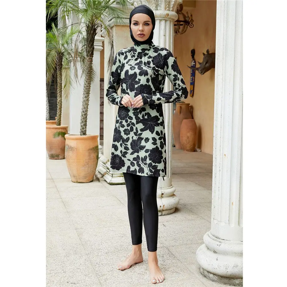 

Muslim Modest Swimwear for Women Full Cover Islamic Hijab Swimsuit Burkini 3 Pieces Bathing Suit Maillot De Bain Femme Musulman