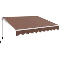 10 x 8.2Ft Retractable Awning, Aluminum Patio Sun Shade w/Crank Handle and Water-Resistant Polyester, Outdoor Manual Retractable 1