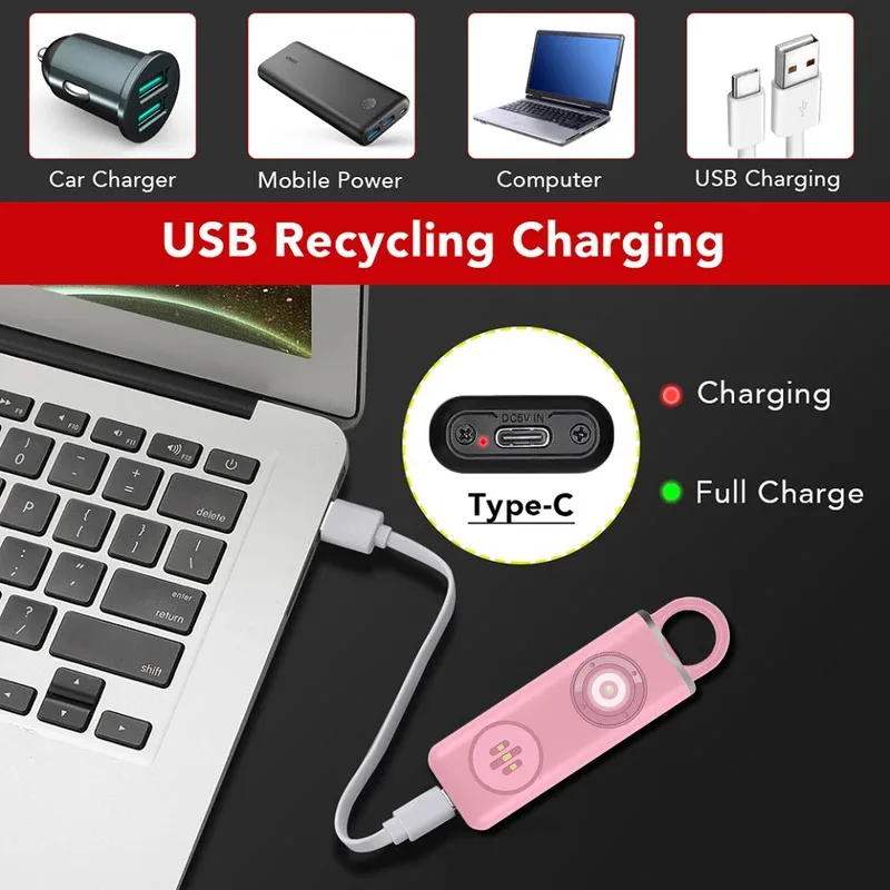 130db Self Defense Alarm Women Kids Personal Security Anti-wolf Alert Keychain Woman Self Defense Electronic Device Flashlight