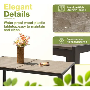 Patio Dining Set Outdoor Furniture with 6 Stackable Textilene Chairs and Large Table 4