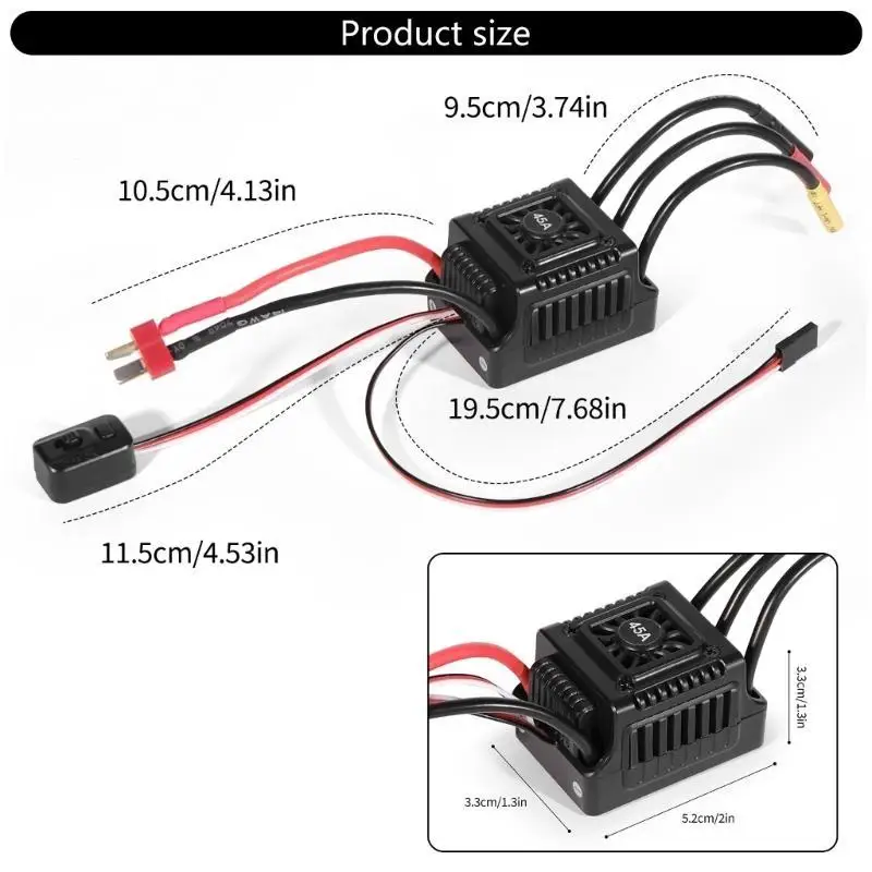652F WSDT 45A Sensorloser bürstenloser ESC, elektronische Geschwindigkeitsregelung für Außenanwendungen – Detail 7