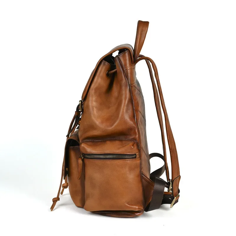 Vintage Genuine Leather Shoulder Backpack for Men