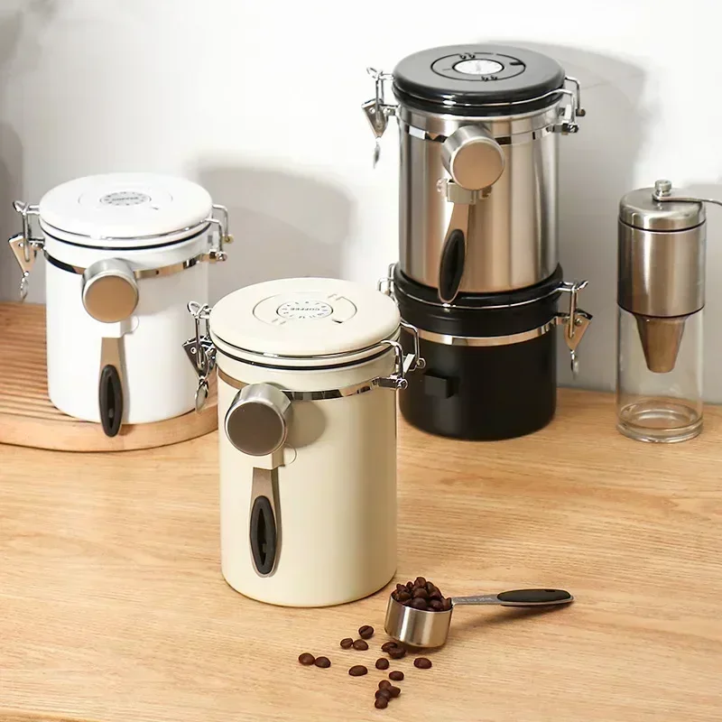 Storage Can Coffee Bean Airtight Kitchen Food Storage Organizer Container Box Food-grade Packaging Storage Fresh Breathing Iron