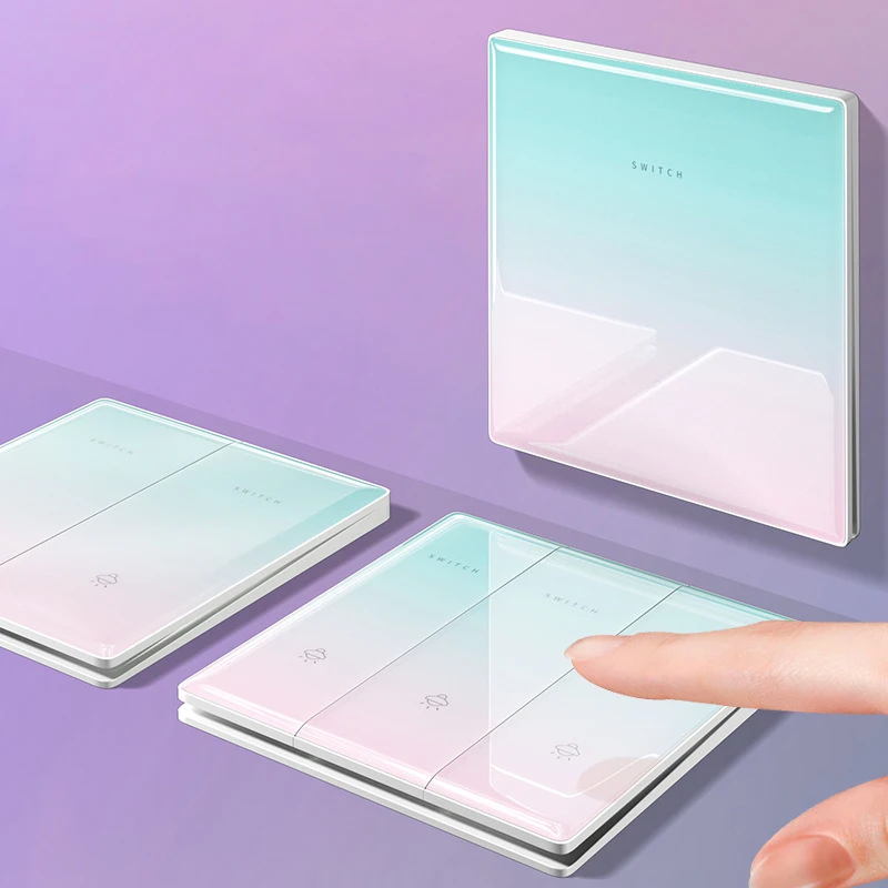 Nuovo Interruttore A Parete Universale Internazionale Controllo Della Luce Accensione/Spegnimento, Pannello Ultrasottile In Vetro Temperato Eu Uk Fr 1