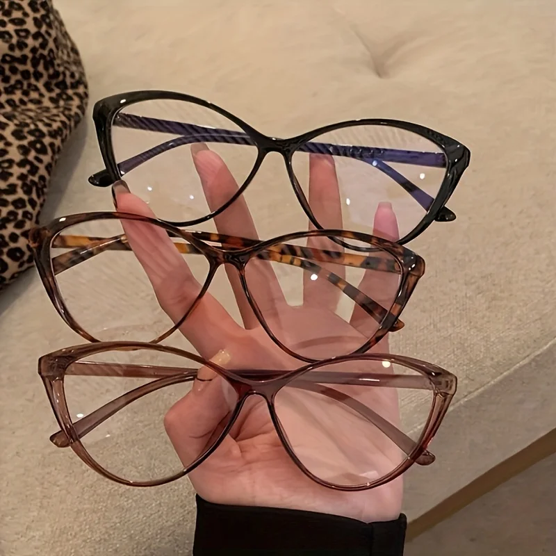 여성용 캣아이 세련되고 다재다능한 투명 렌즈 안경 2/3개 Y2K 레트로 스트리트 사진 장식용 안경