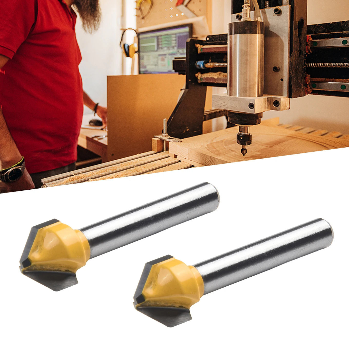 

Drilling Accessory Chamfer Flat Head Cutter For Acrylic MDF PVC Carbide Milling Cutter 6mm Shank 90 Degree Brand New