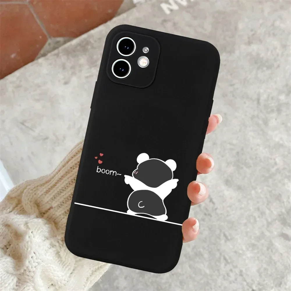DasKAn Cartoon Custodia per iPhone 11 6.1'',Moda Carino 3D Frutta Animale Bambola Disegno Indietro Cover AntiGraffio Flessibile Morbido TPU Silicone Protettivo Custodia per iPhone 11 6.1'',Panda Nero