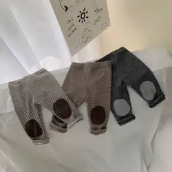 Newborn Baby Boy Pants Infant Kids Girls Striped Leggings Pants Baby Girl Stretch Trousers Patch Spring Autumn Outer Wear Pants