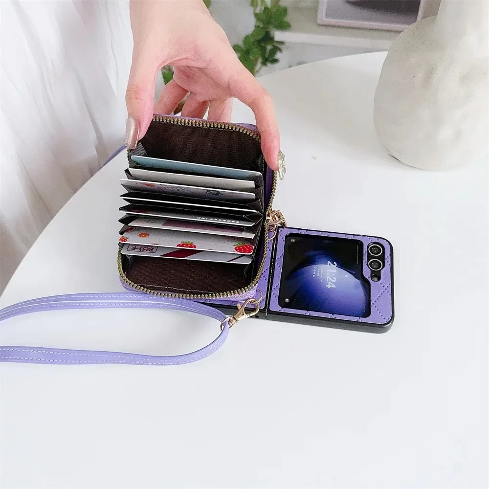 Vintage Leather Crossbody Wallet Flip Case with Zipper Closure