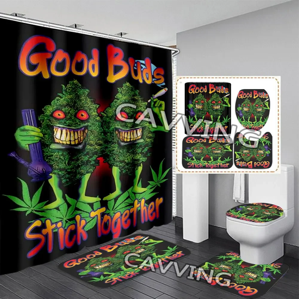 

Занавеска для душа с 3D принтом Good Buds, водонепроницаемая занавеска для ванной, Противоскользящий коврик для ванной, набор ковриков для туалета, ковер