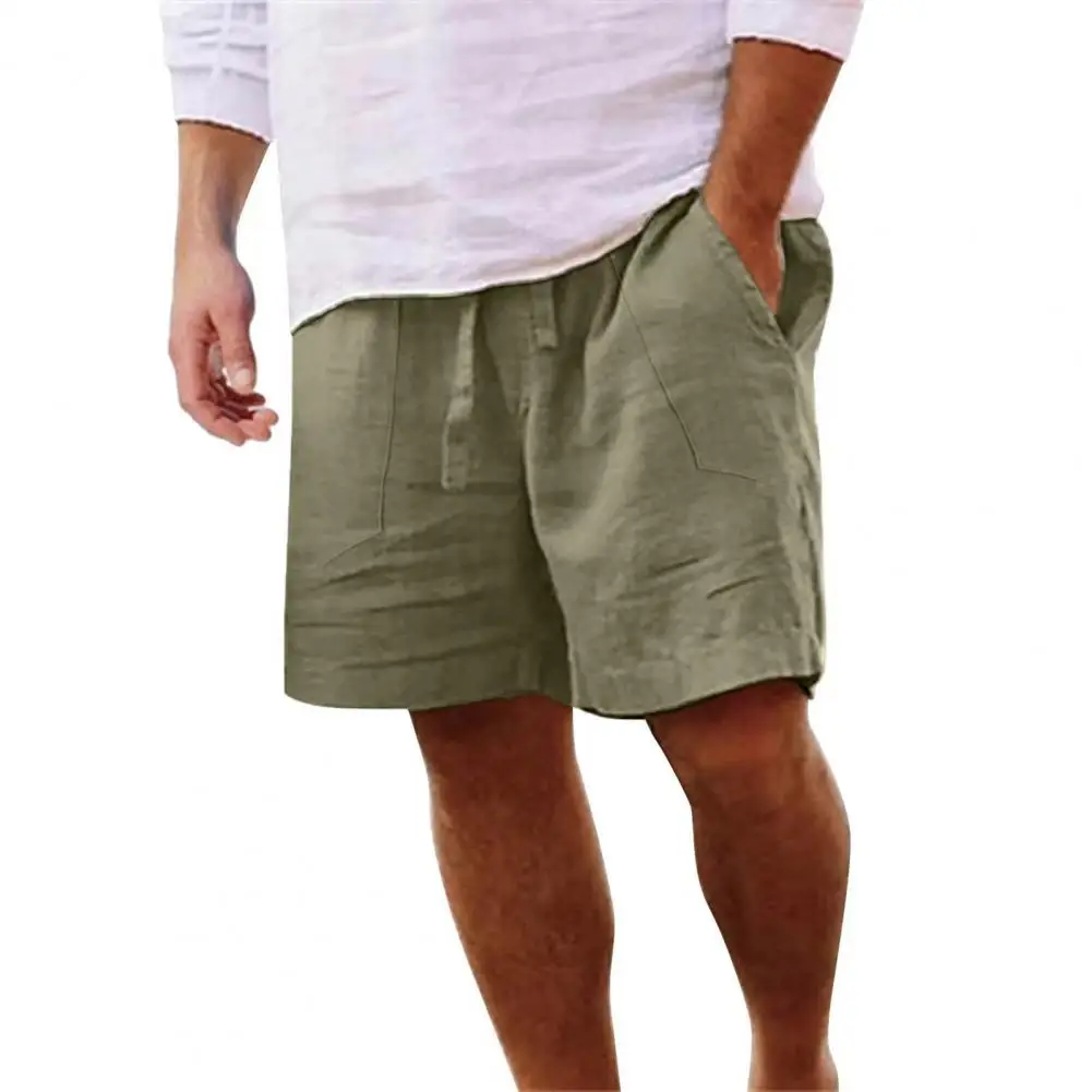 

Men Summer Shorts Loose Drawstring Knee Length Pockets Casual Sport Beach Party