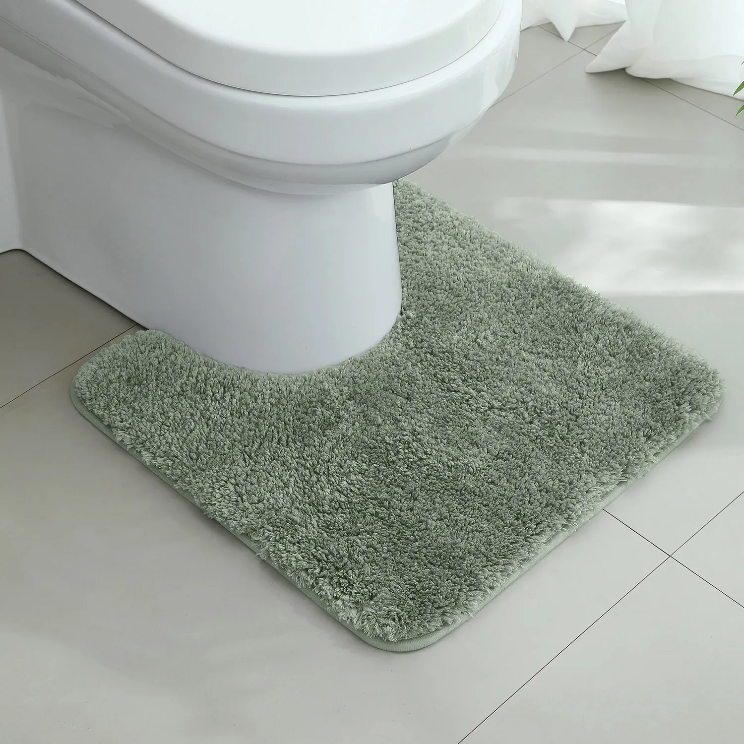 Luxurious Plush U-Shaped Absorbent Bathroom Mat - Anti-Slip Floor Rug