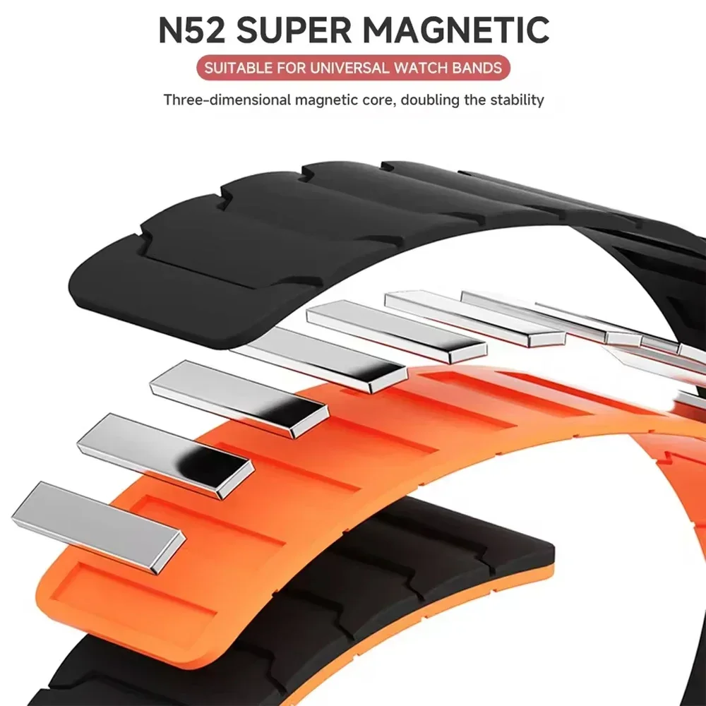 Magnetic Sports Silicone Watch Strap - 20mm/22mm