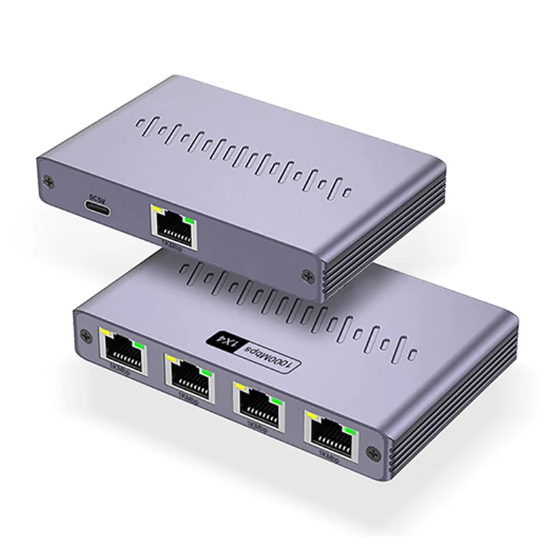 High-Speed Gigabit Ethernet Splitter - 1 In 4 Out RJ45 Cat6 LAN Internet Extension Coupler