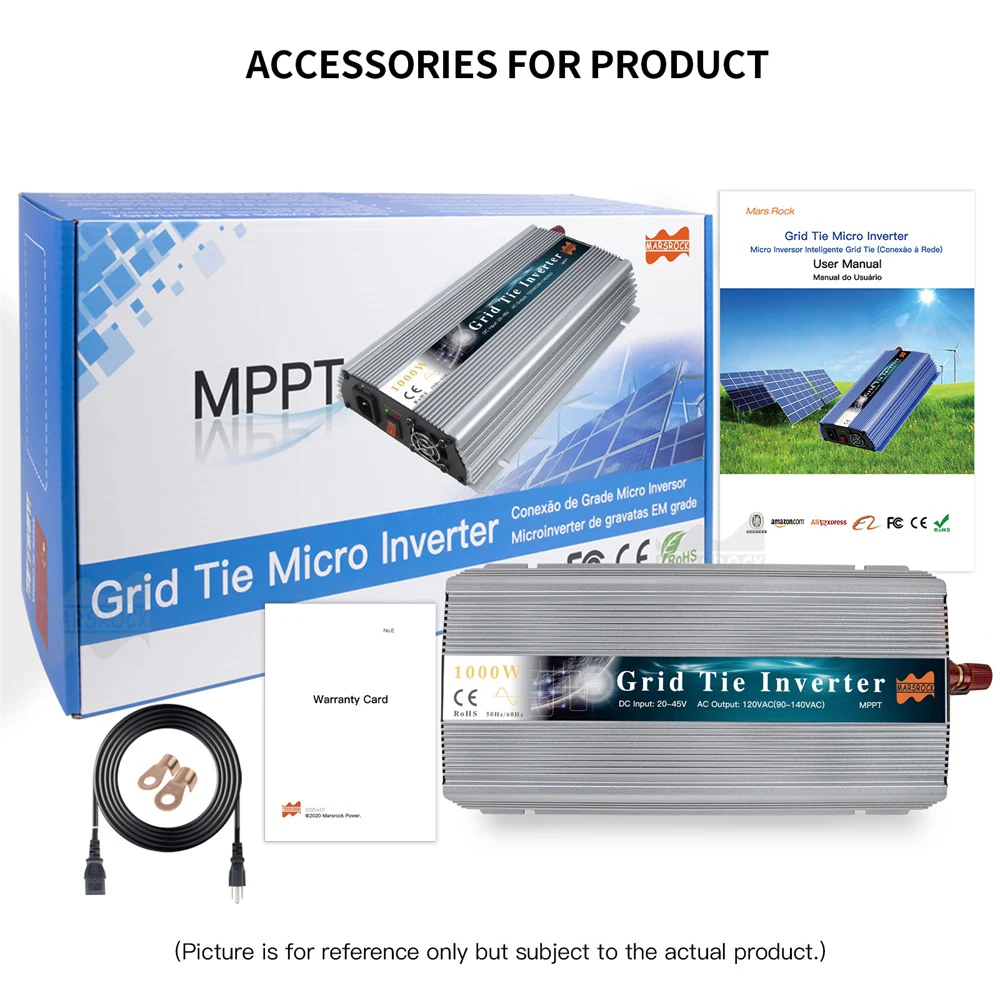 MPPT 1400W 그리드 타이 마이크로 태양광 인버터 DC 18V 36V to AC 120V 230V 순수 사인파 변환기 (태양광, 풍력 에너지 및 가정용)