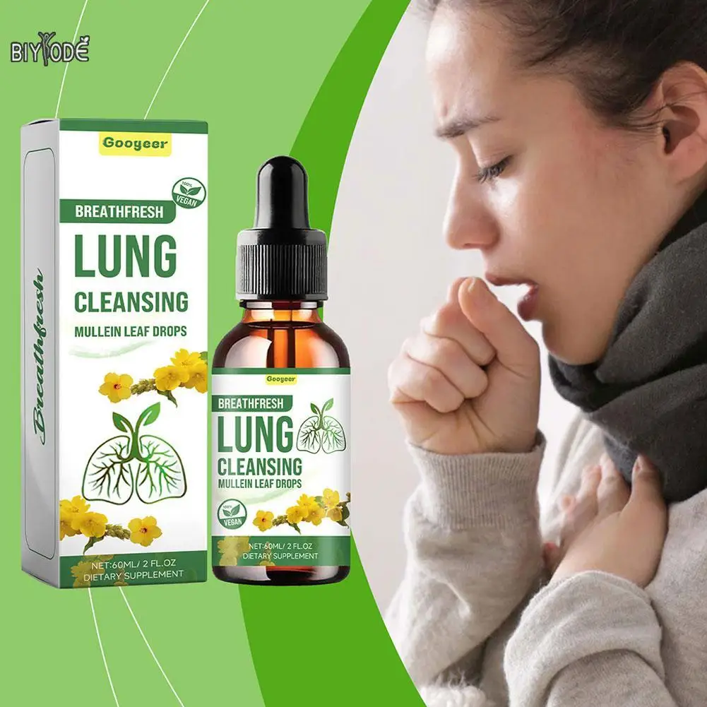 BIYODE Natural Mullein Extract Lung Cleansing Drops Lung Purification Detoxification Boost Immunity Prevent Respiratory Diseases