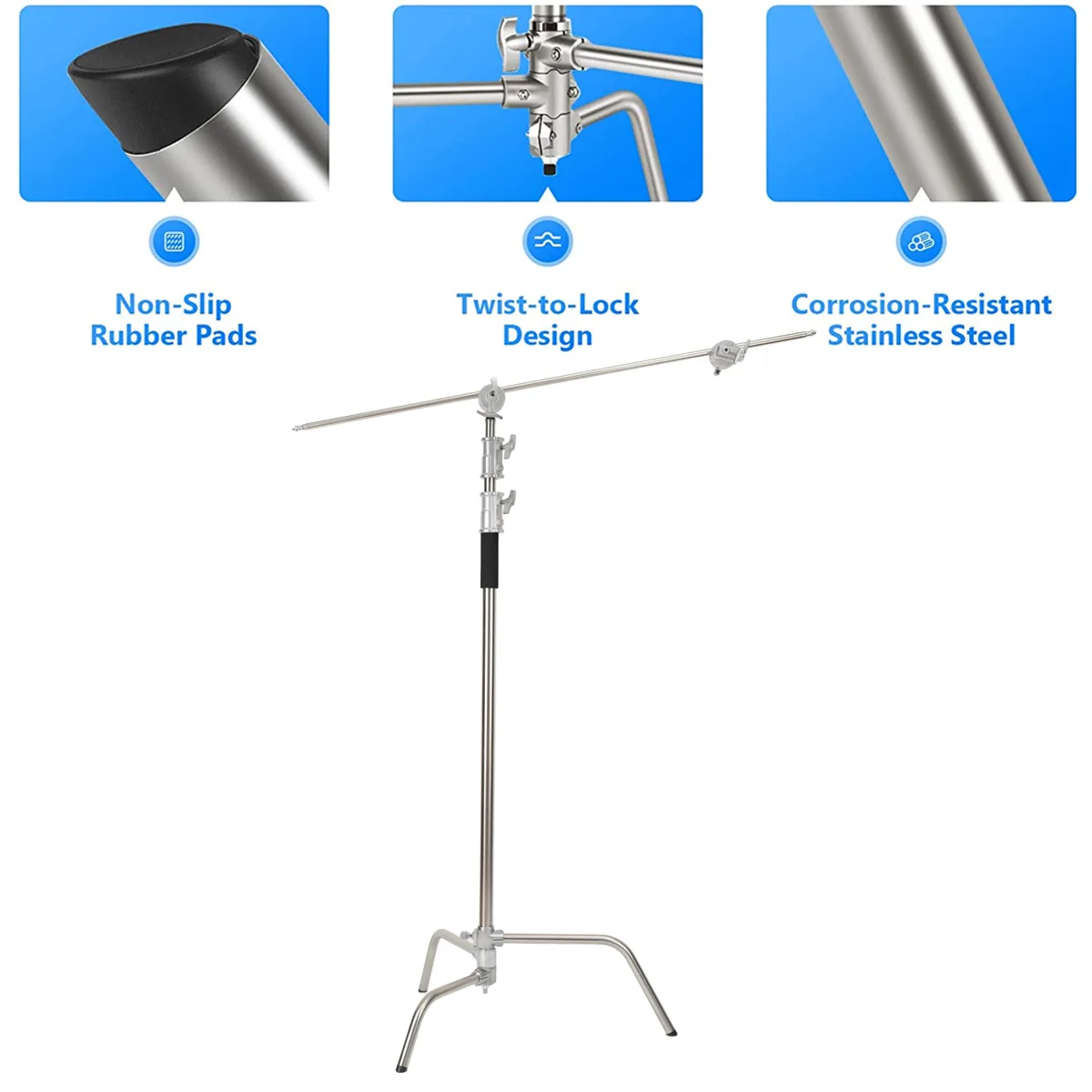 Cross Arm Stainless Steel Kit Foldable Boom Arm Light Stand Tripod For Spot Light Softbox Photo Studio Accessories