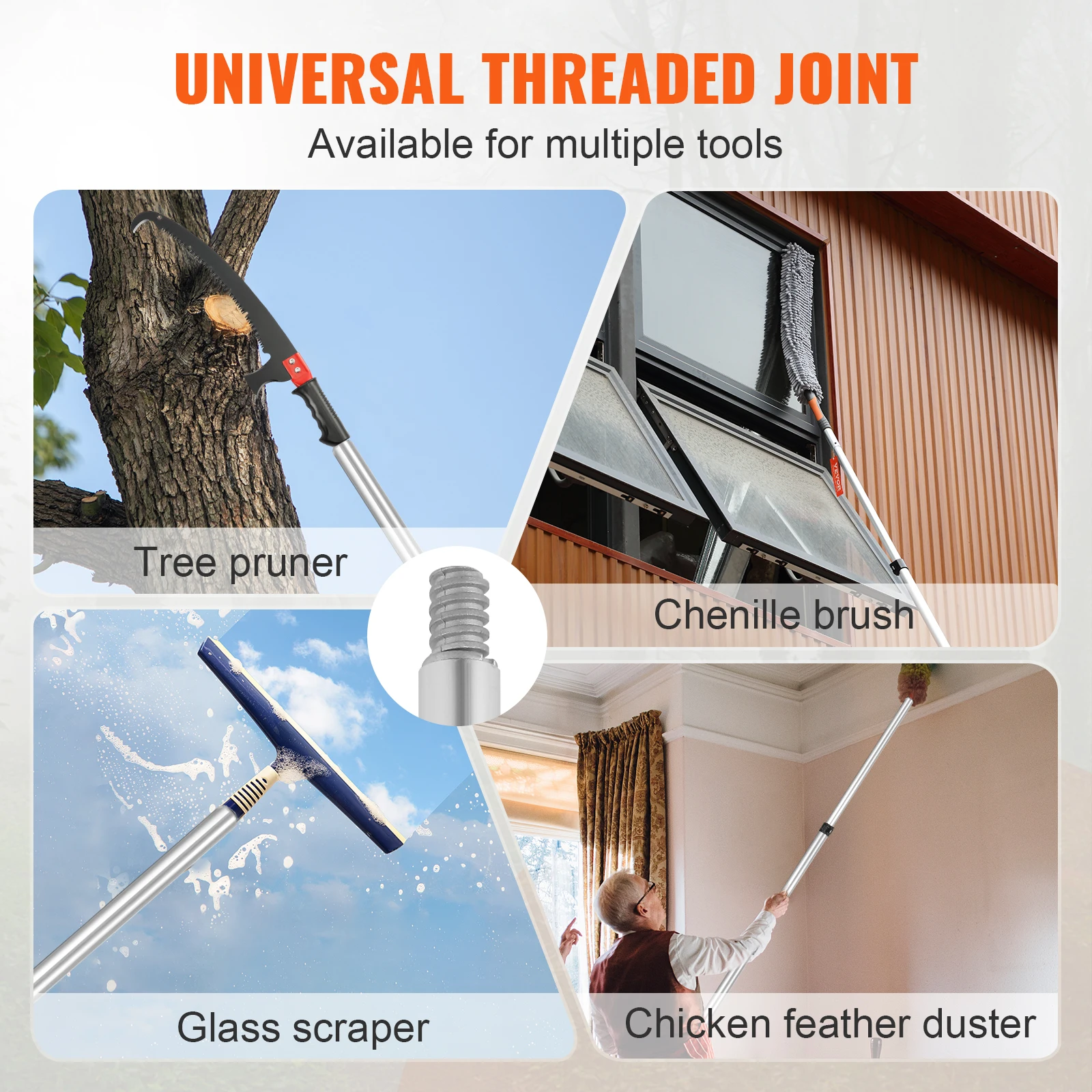 VEVOR Manual Pole Saw Extendable Tree Pruner Sharp Steel Blade for High Branches Trimming with Lightweight Aluminum Alloy Handle 5