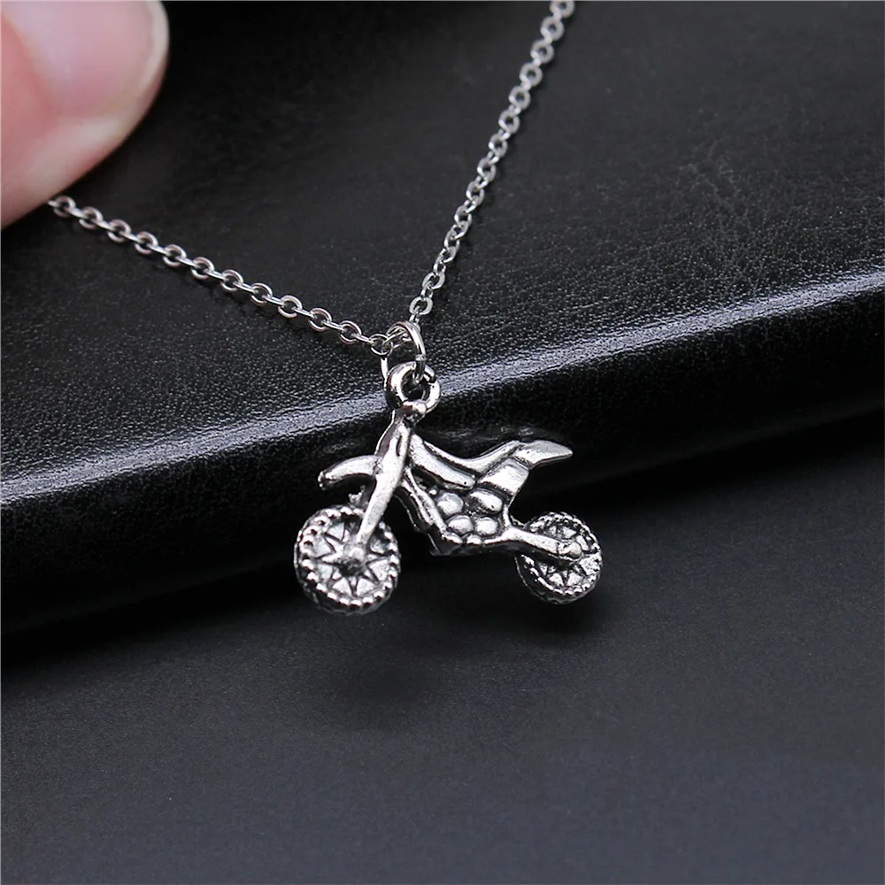 アクセサリー Silver Necklace(moto) Motorbike Necklace, Motorcycle Pendant, Sport Biker, Biker
