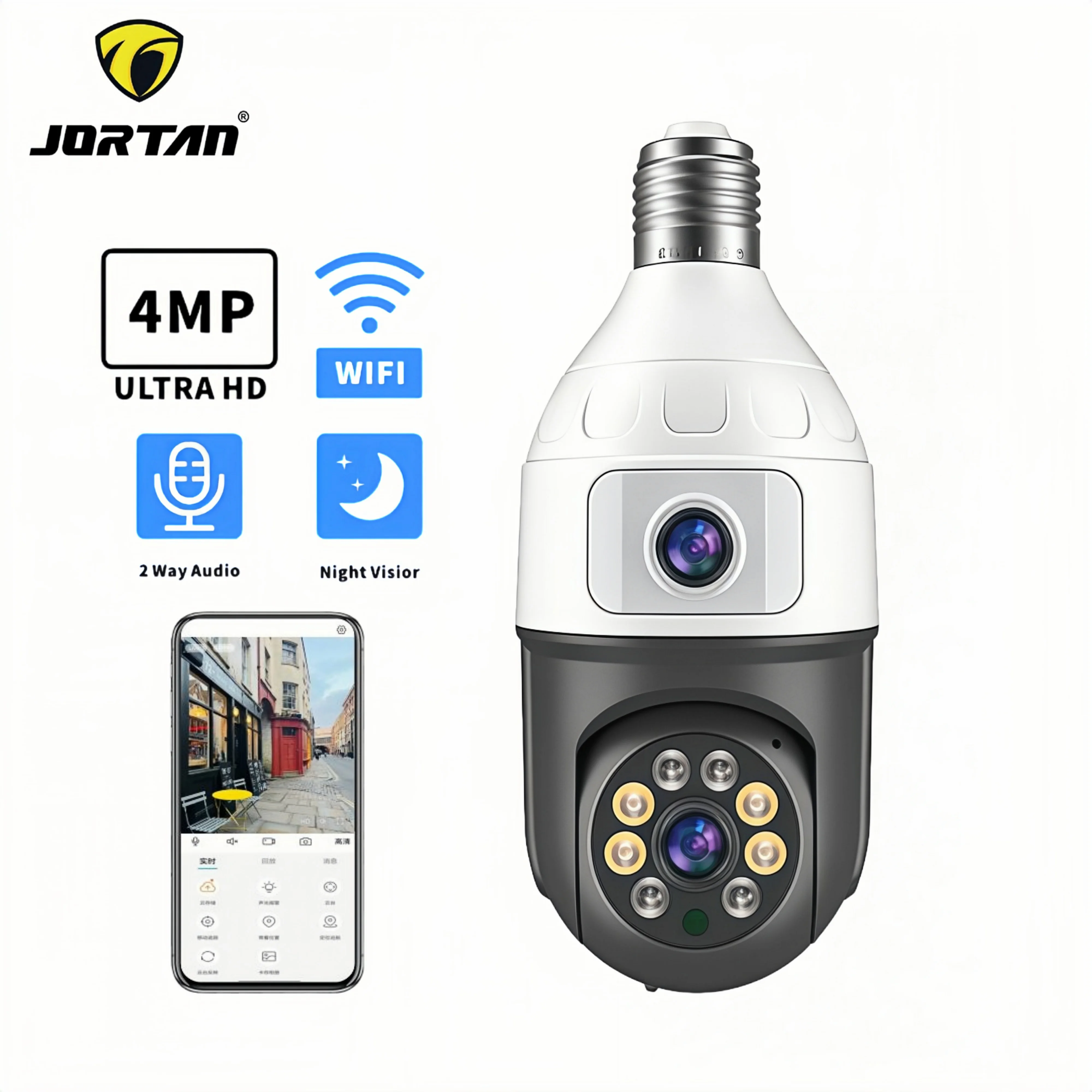 4MP Bulb E27 Dual Lens 360 Indoor Baby Surveillance Camera Home Smart Ip CCTV Night Vision Video Onvif Wifi Monitor Camera Icsee 1