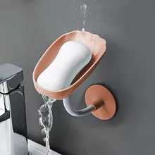  Bathroom Soap Holder Leaf Shape Dish Soap Kitchen Sponge Soap Box Storage Non-slip Drain Soap Case Container Bathroom accessorie 